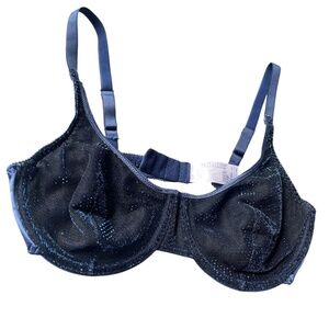 Vassarette 36B Blue Metallic Sheer Unlined Demi Underwire Bra 75-088
